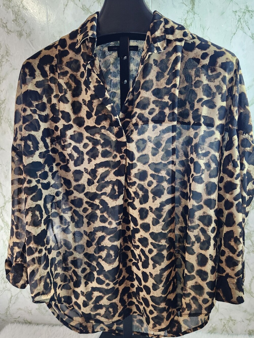 FRENCH CONNECTION Animal Print Semi-Sheer Top